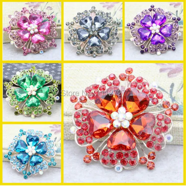 

Beautiful Heart Rhinestone Brooch Wedding Jewelry Glass Beads Flower Crystal Brooch For Women Girls Clothing Decoration 68mm