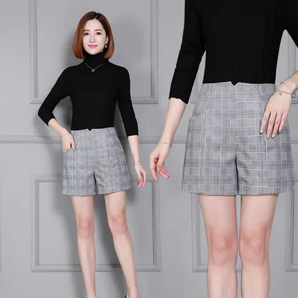 

2019 Autumn and Winter New Print High Waist Slim Wide Leg Shorts K19