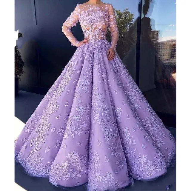 Lavender Dress with Puffy Sleeves