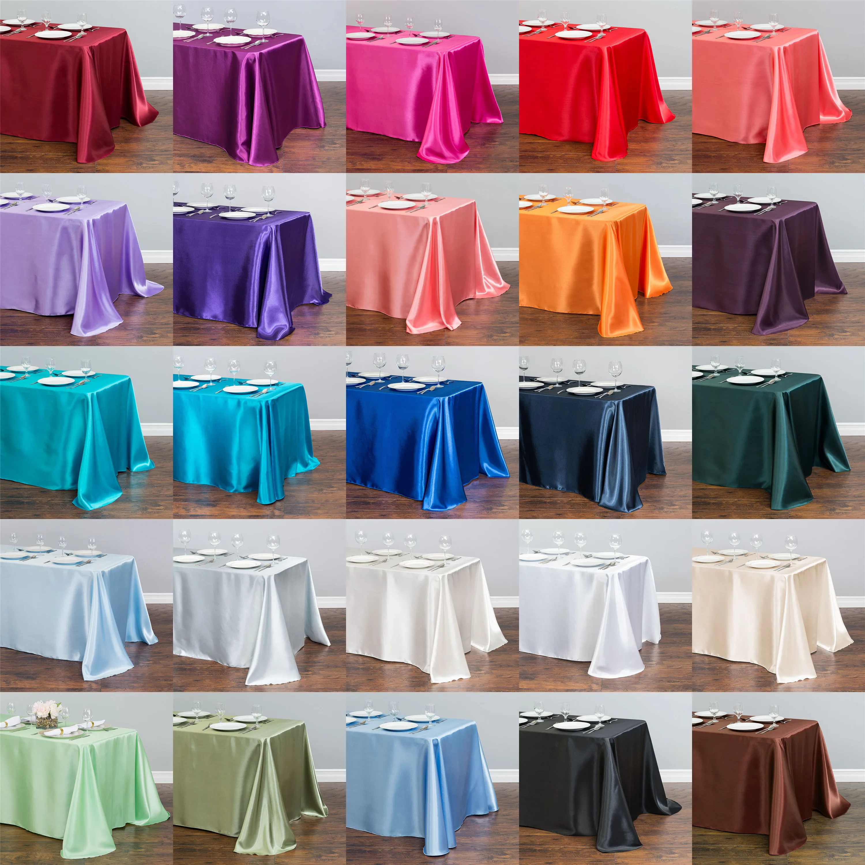 

160x320cm Rectangular Wedding Satin Table Cloth Table Cover Table Overlay For Event Party Hotel Birthday Decoration