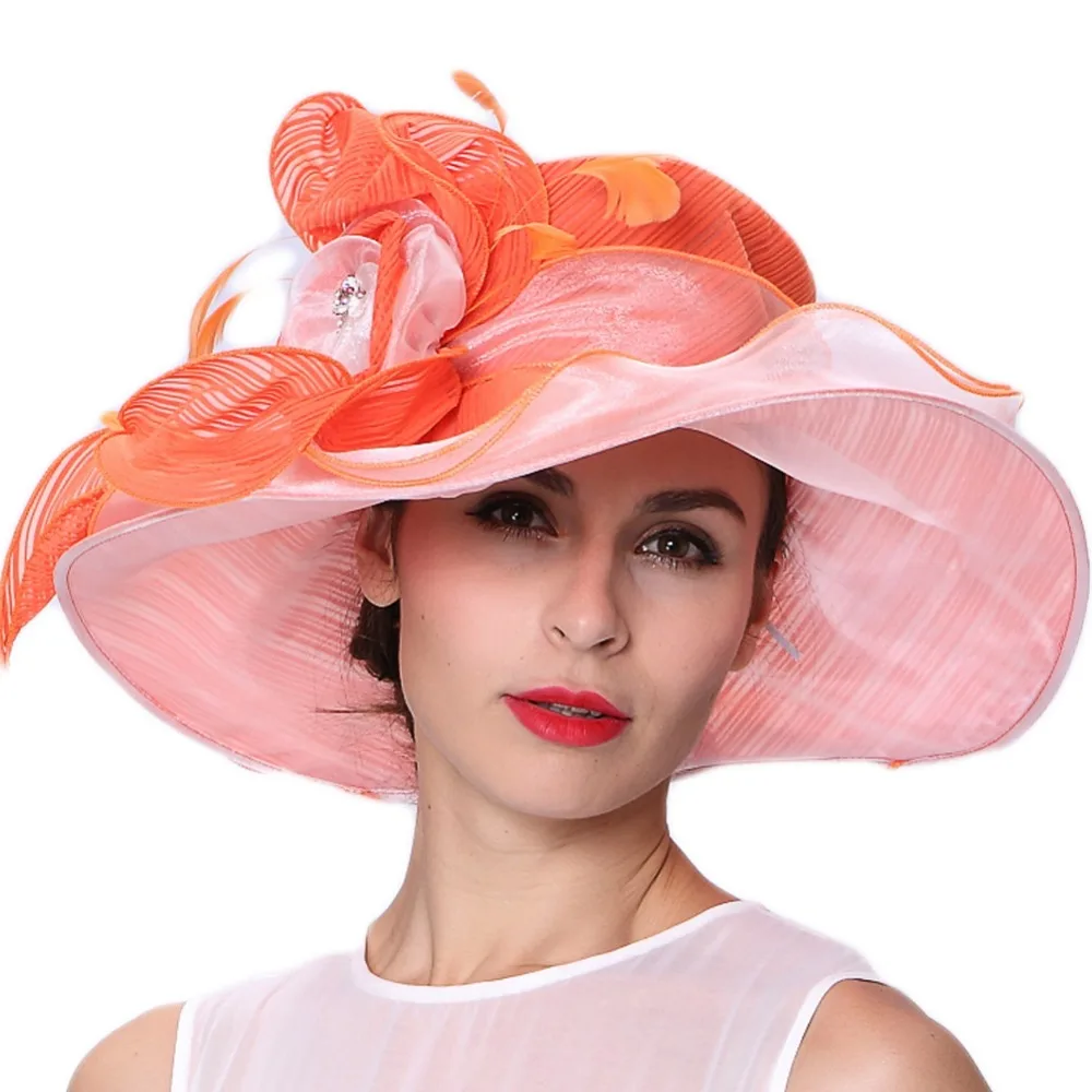 June's Young Free shipping Women Summer Hats 100 Organza Material