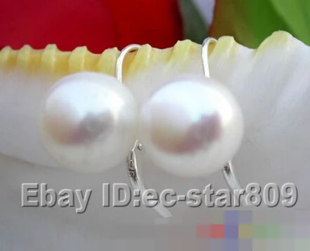 

hot sell new - free shipping 00027 white round freshwater pearl earring