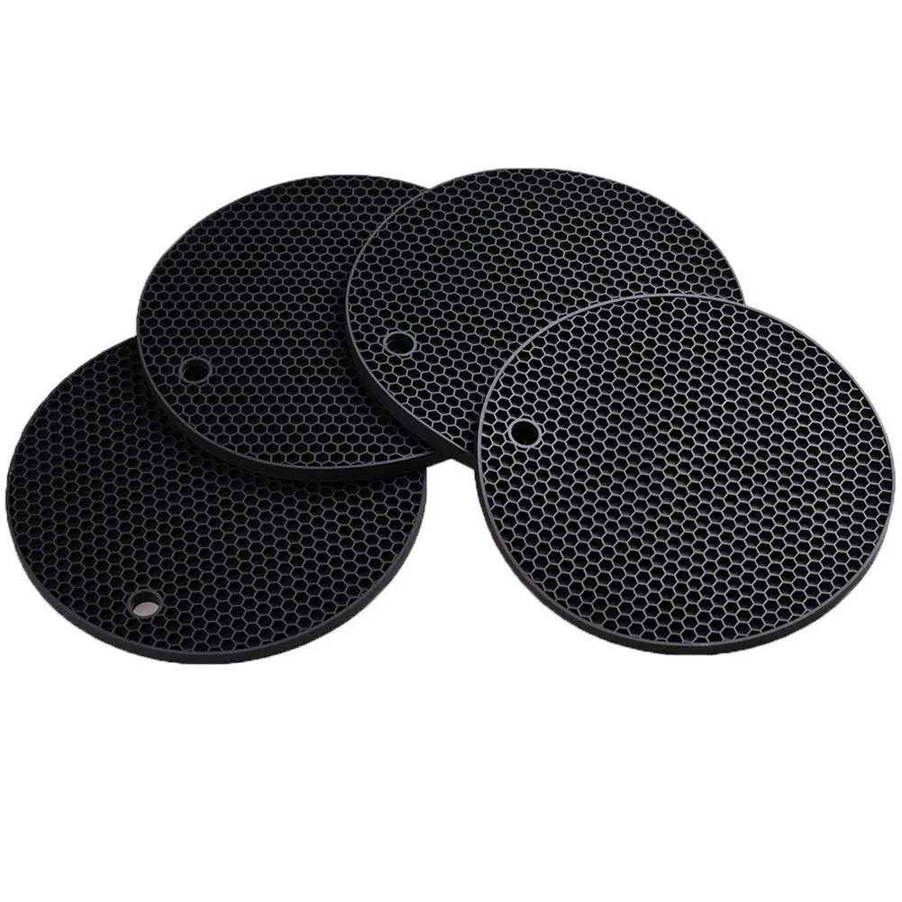 

7X7 inch Round Premium Silicone Mat For Kitchen And Hot Dishes (Set Of 4) Non Slip, Flexible, Durable, Dishwasher Safe Heat Re