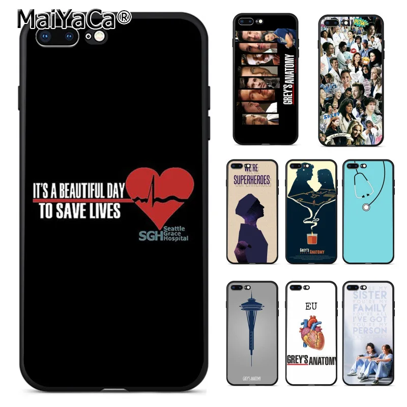 

MaiYaCa American TV Greys Anatomy Coque Shell Phone Case for Apple iPhone 8 7 6 6S Plus X 5 5S SE 5C Cover XS XR XSMAX
