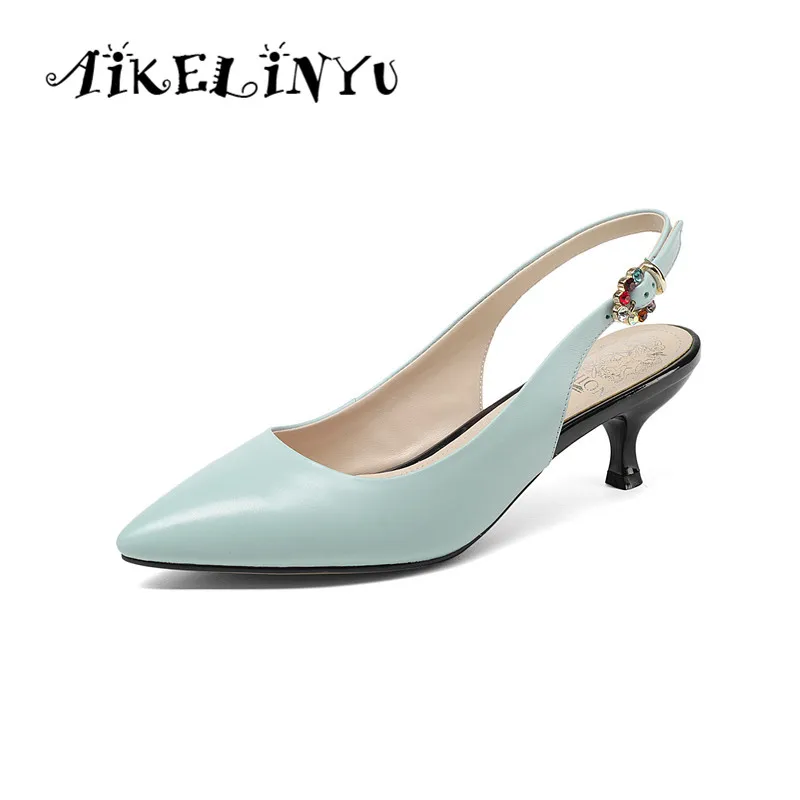 

AIKELINYU 2019 Summer Blue Sexy Lady Party Sandals Buckle Back Strap New Pump High Thin Heel Wedding Sandals Elegant Shoes Woman
