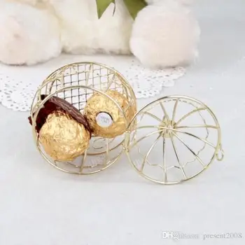 

Gold color Wedding Favor Box European romantic wrought iron birdcage wedding candy box tin box for Wedding Favors 50pcs/lot