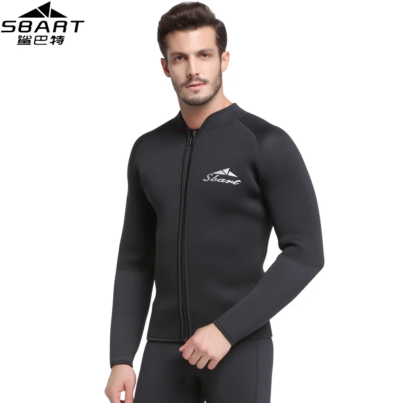 

SBART 5MM Neoprene Wetsuit Jacket Mens Black Long Sleeve Drysuit Triathlon Wetsuits Tops For Surfing Warm Sunscreen Jumpsuit