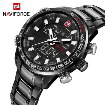 

NAVIFORCE Luxury Brand Men Sports Quartz-WATCH Full Steel Watches Men's LED Digital Military Waterproof Watch relogio masculino