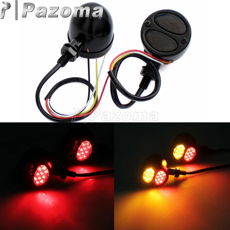 

Black Red Amber LED Turn Signal Indicator Brake Tail Light Flasher 10mm Bolts For Harley Softail Chopper Bobber Cafe Racer