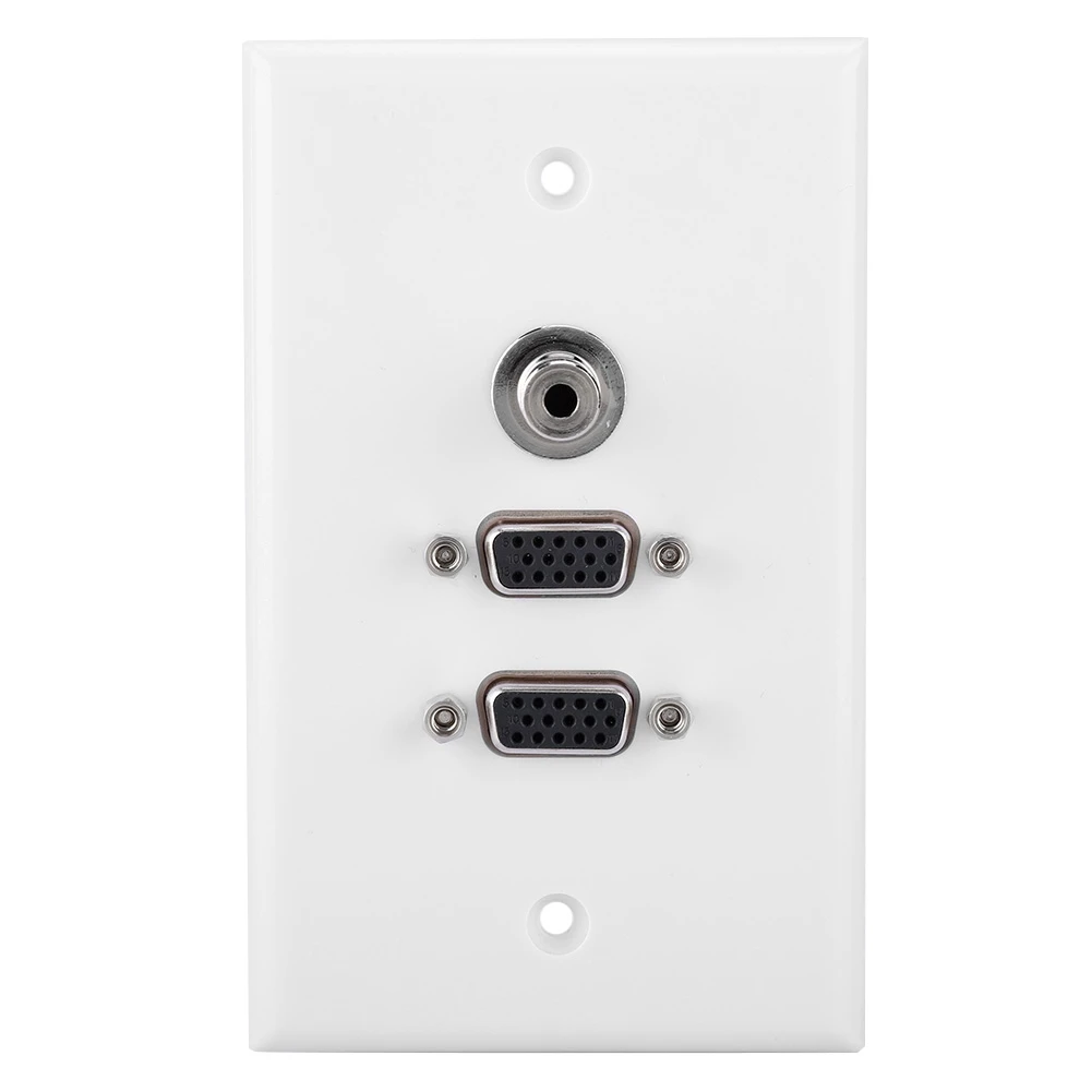 2-портовый Женская стерео заглушка DC3.5V гнездо VGA Панель для крепления на стену адаптер розетки