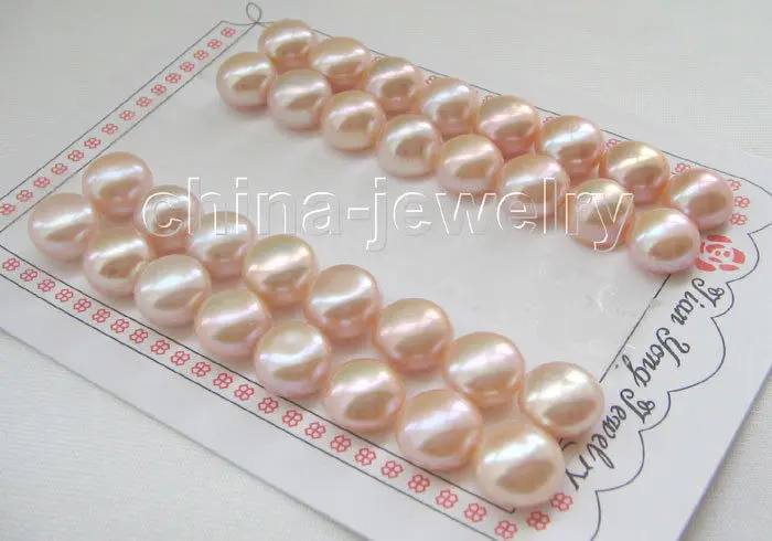 

FREE SHIPPING>>> Hot sale Free Shipping 16PCS >>>>Wholesale 16pairs 12mm natural pink flat round freshwater pearl earring