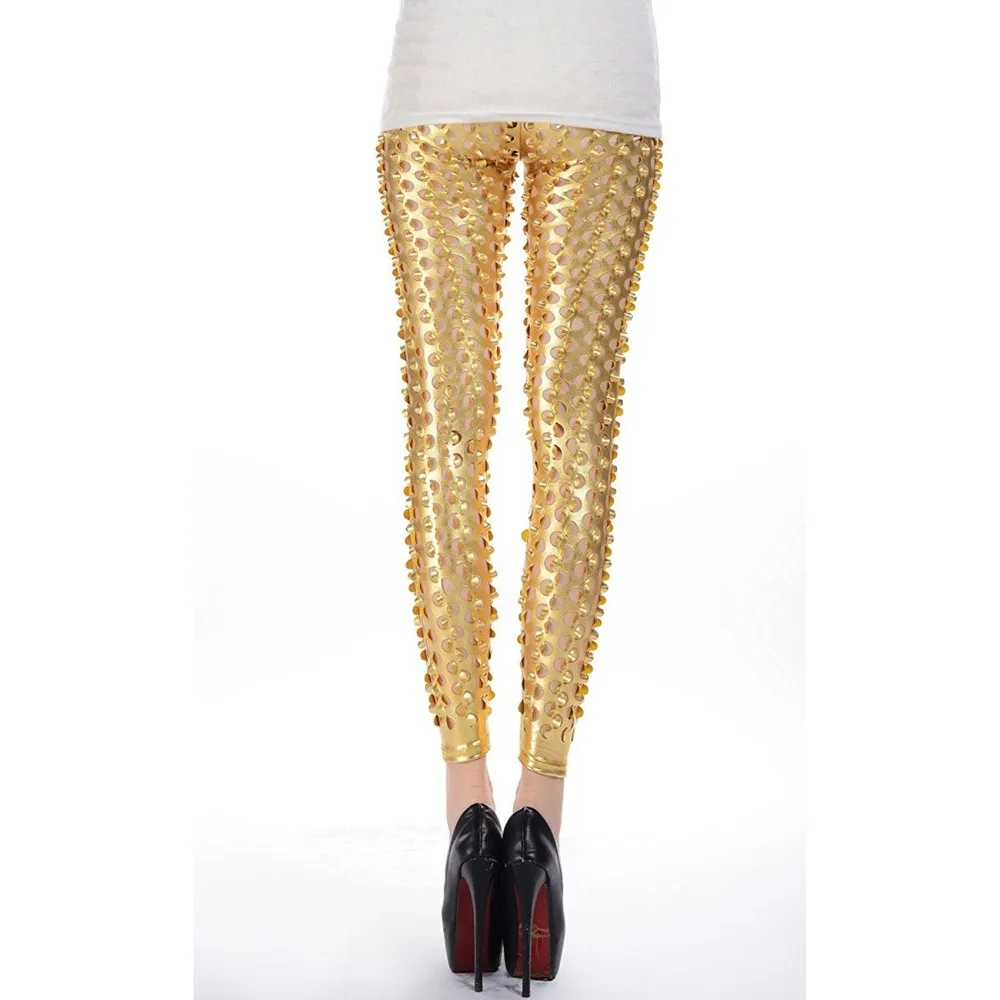 LZCMsoft Women Punk Rock Leggings Hollow Out Leggings Party Digital Skinny Trousers 3D Intricately Crafted Pants