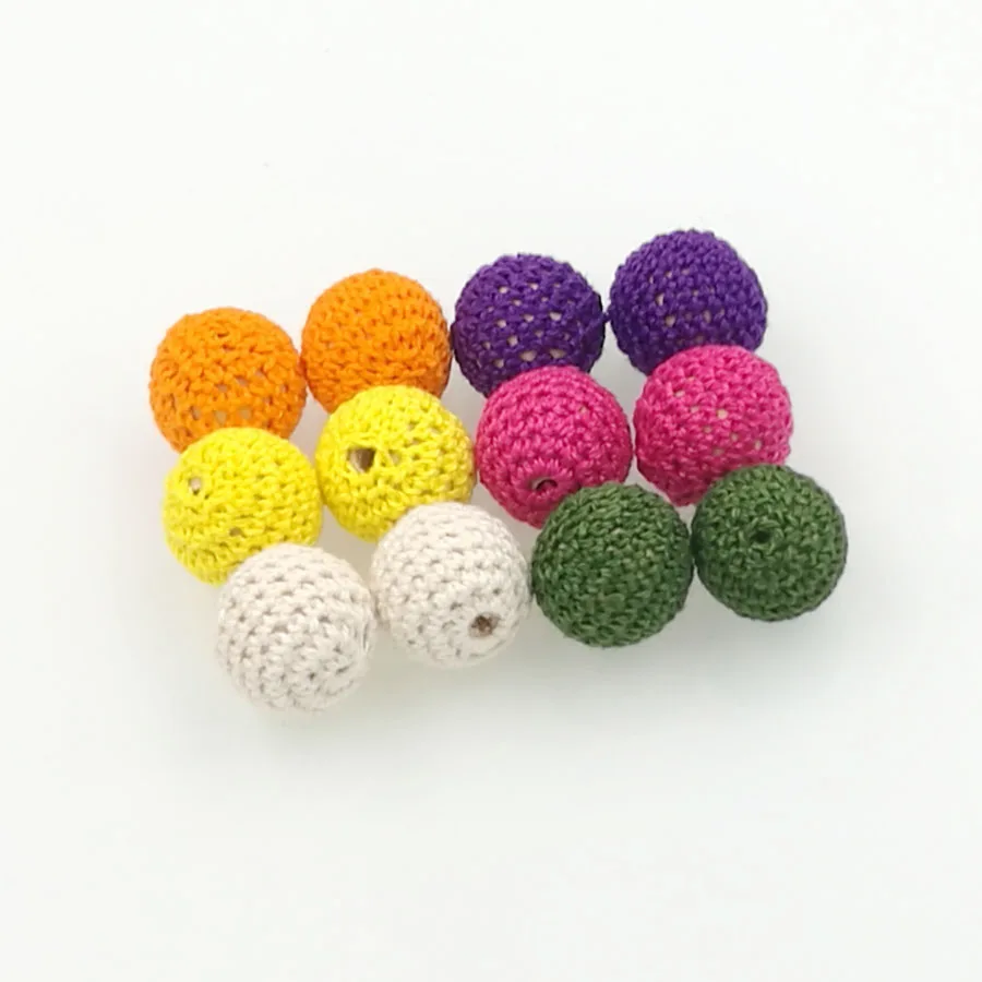 5X Crochet Round Wood beads cotton knitted beading Bracelet Necklaces Decoration