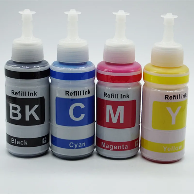 1 Set 4 x 70ml Набор заправки чернил, красителей для принтера Epson серии L T6641, Заправка картриджей, навальные чернила для струйного принтера Epson L355 - Цвет: 1 Set 4 x 70ml