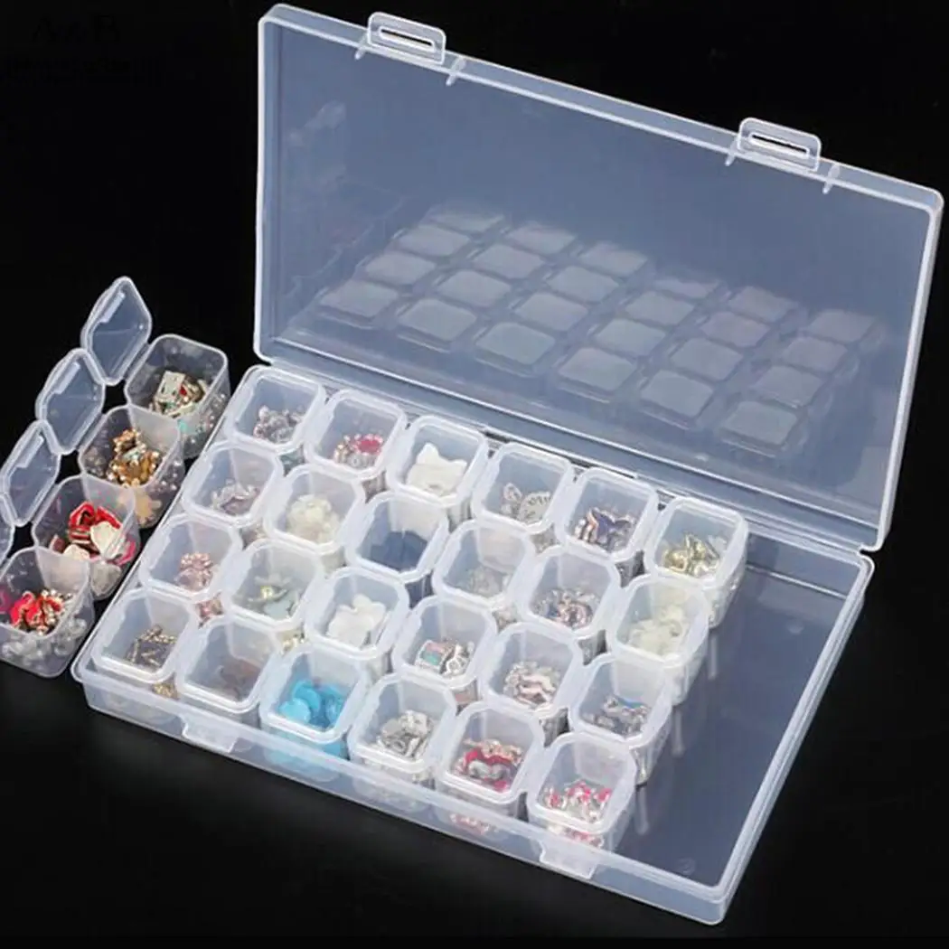 Organizer Adjustable Storage Box Plastic Case 28Slots Jewelry Beads