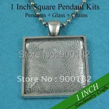 200 Наборы для ухода за кожей старинное серебро Цепочки и ожерелья Наборы для ухода за кожей: 25 мм квадратные лотки+ 25 мм квадратный Стекло кабины+ 24 дюйм(ов) мяч Цепи