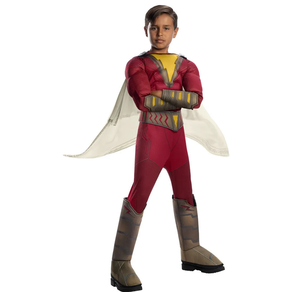Мстители 4 эндшпиль капитан Shazam Marvel костюм зентай для косплея Билли бэтсон Детские с рисунком мышц супергероя Боди Комбинезоны