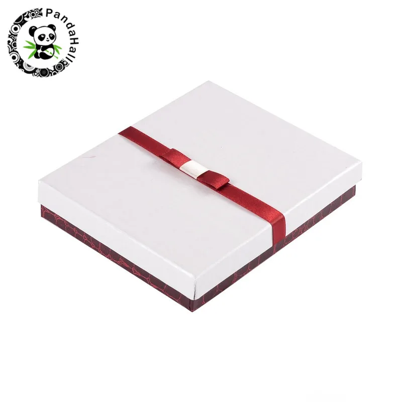 Rectangle Jewelry Set Cardboard Boxes Necklaces Earrings Bracelets Jewelry Organizer Gift Packing Boxes with Sponge and Ribbon