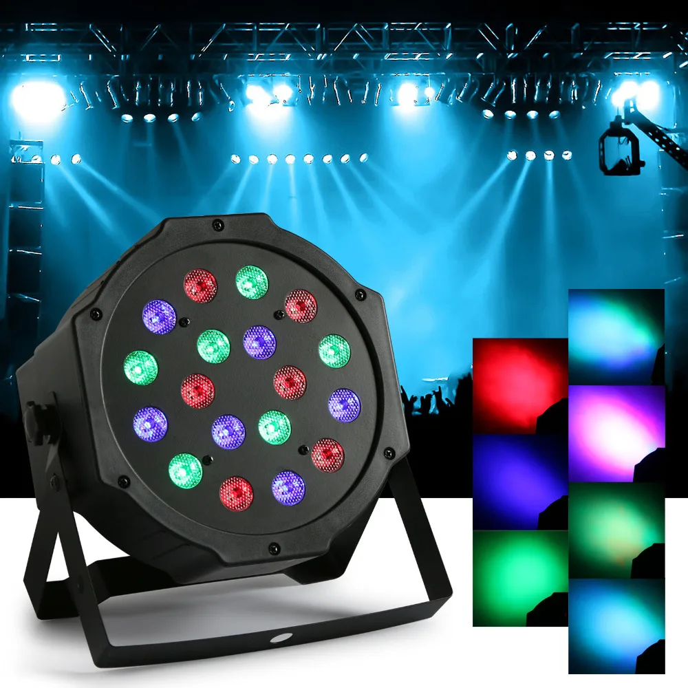 

8pcs 18X3W LED PAR64 54W Slim Par Can DMX Flat Par Light lOW price RGB Color Lighting Projector Party DJ Light