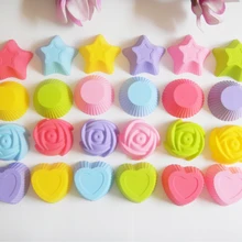 Высокая температура 7 см Love& Круглый& Star& Rose Форма Красочные форма для пирога пудинг желе формы 40 шт./лот