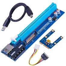 100 Sets/Lot PCIe PCI-E Riser Card 1X to 16X USB 3.0 Cable Extender Graphic Card Adapter Molex Power Cable for Laptop mining