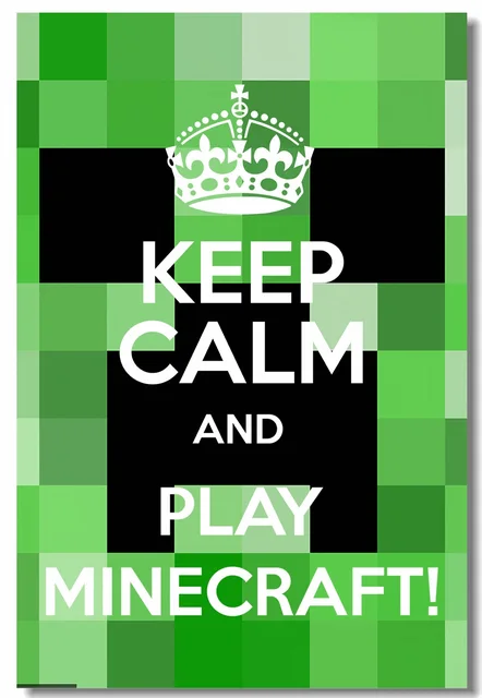 Custom Canvas Wall Decor Keep Calm And Play Minecraft Poster