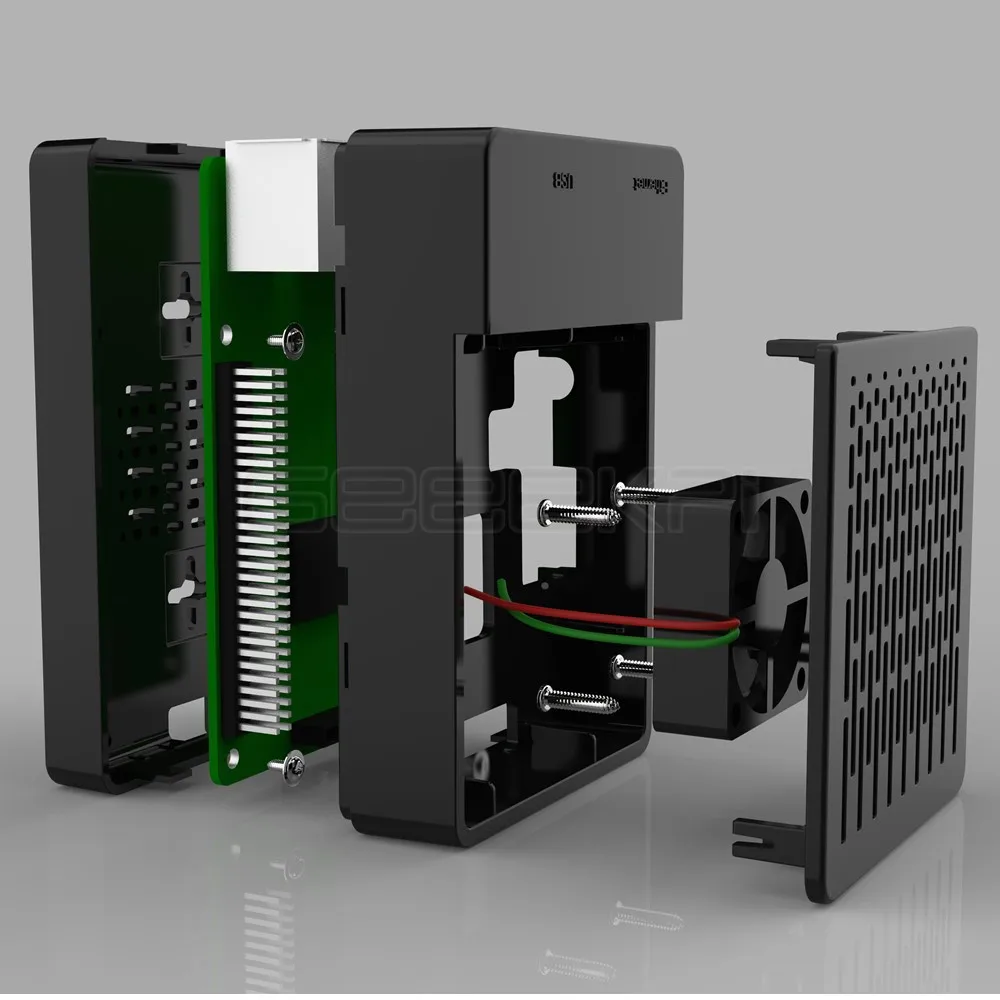 GeeekPi ABS Black / White Case Cover Enclosure Shell Box + Heat Sinks + Cooling Fan for Raspberry Pi 3 B+ Plus / 3 B 2 B raspberry pi case