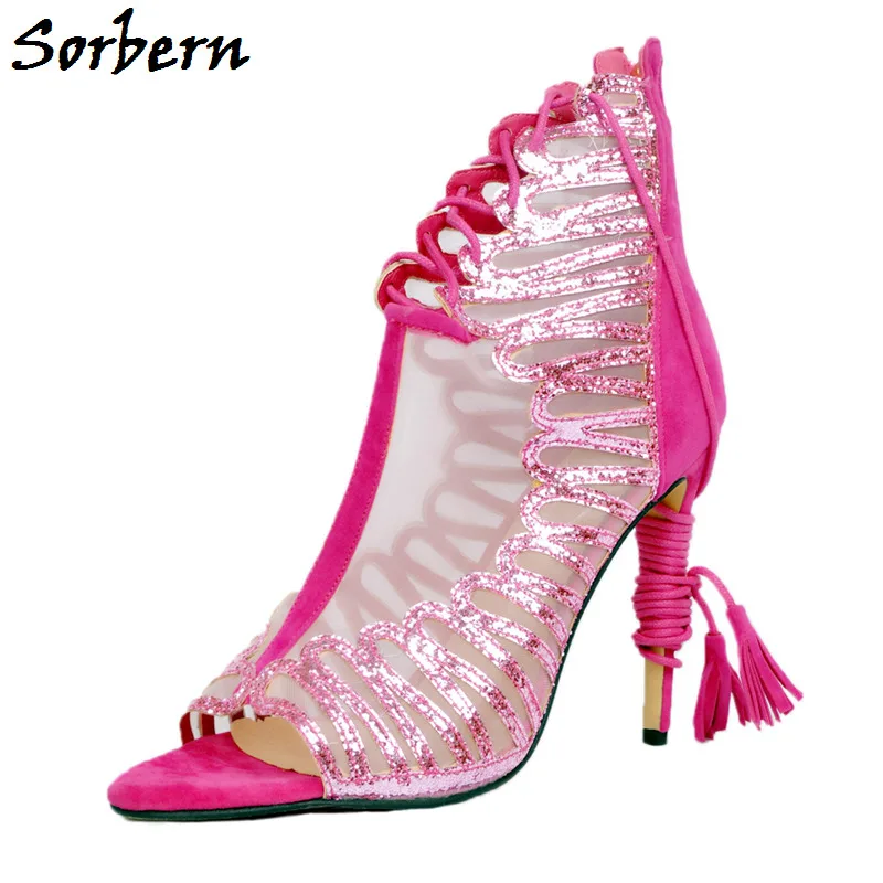 Buy Sorbern Hot Pink Shell Sequins Glitter Shoes Open