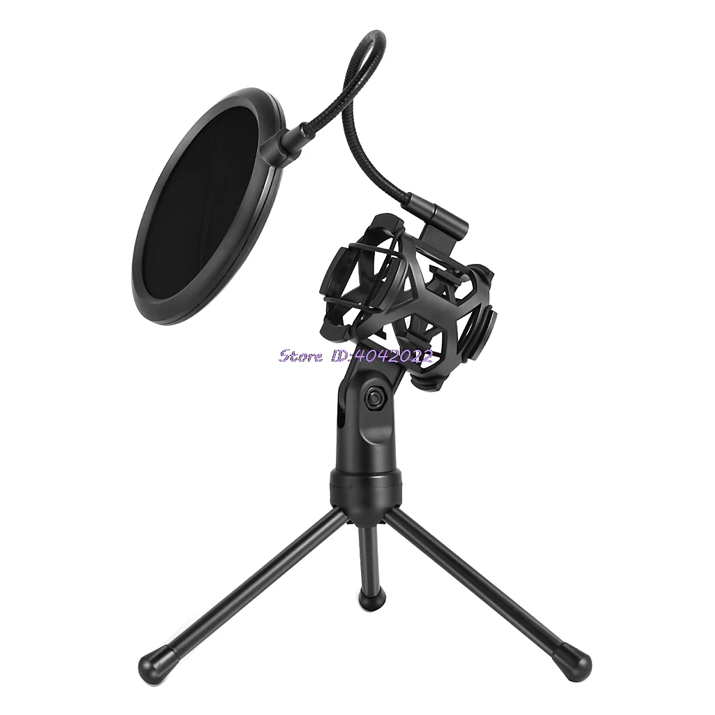 

Microphone Pop Filter Holder Stick Desktop Tripod Stand Anti-Spray Net Kit PS-2