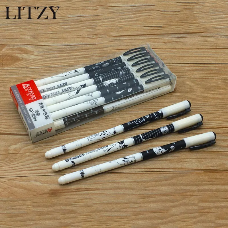 

Cat Gel Pen Kawaii Stationery Pens for School 0.38mm Black Ink Writing Tools Office Supply Escolar Papelaria 3pcs/set