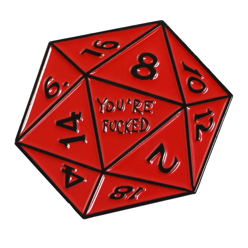 D20 штифты Подземелья и Драконы 20-сторонние штампы РГП D& D настольные игры вентиляторы подарки ювелирные изделия Броши Булавки на лацкан значки эмалированные штифты - Окраска металла: 2