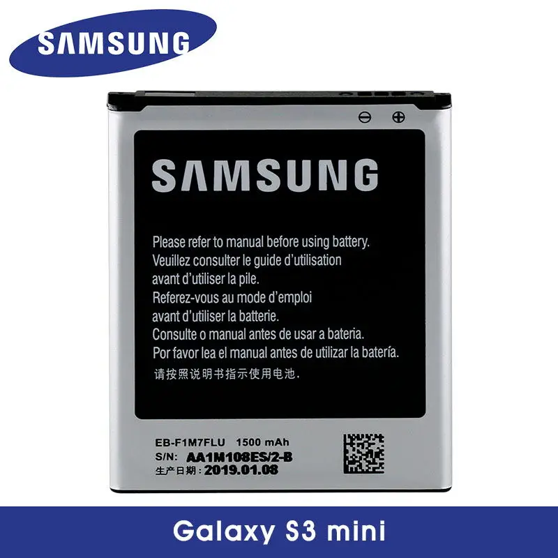 Новый оригинальный samsung Сменный аккумулятор для Galaxy S3 mini i8160 i8190 i8200 1500 мАч EB-F1M7FLU