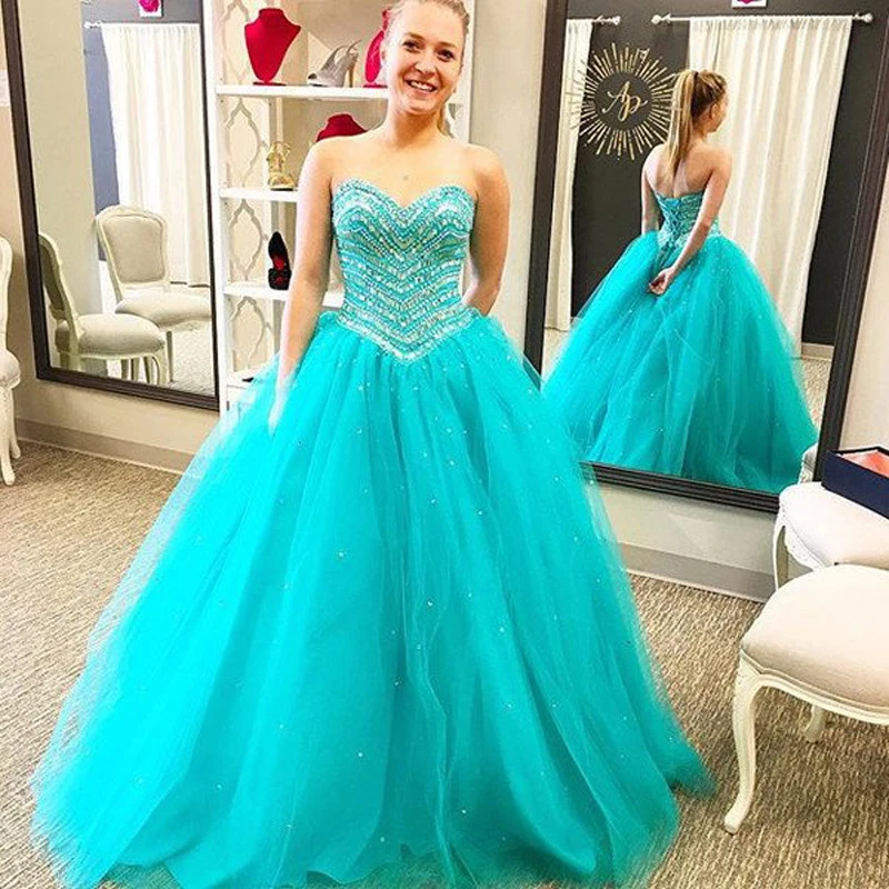Сексуальная Рукавов Милая Бирюзовый Пром Dress 2017 девушки Выпускной Роскошный