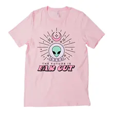 Future is Far Out забавная Футболка с принтом экстрасенс НЛО инопланетянин футболки Летние Графические Топы Harajuku пастельный гот Футболка женская Tumblr