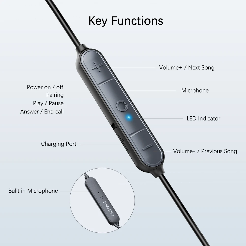 GGMM W710 Sweatproof Bluetooth Earphone Wireless Headphones Outdoor Sport Earphome with Mic Stereo Earphone Running Headset     