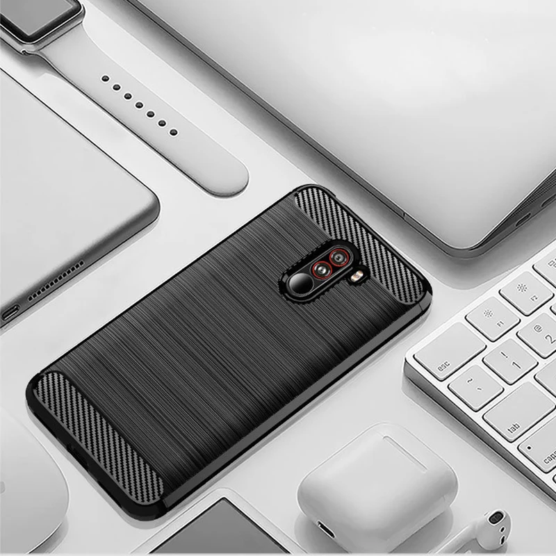 

For Xiaomi pocophone F1 case carbon fiber armor shockproof back cover for poco F1 Anti-slip soft Case for Xiaomi pocophone F1