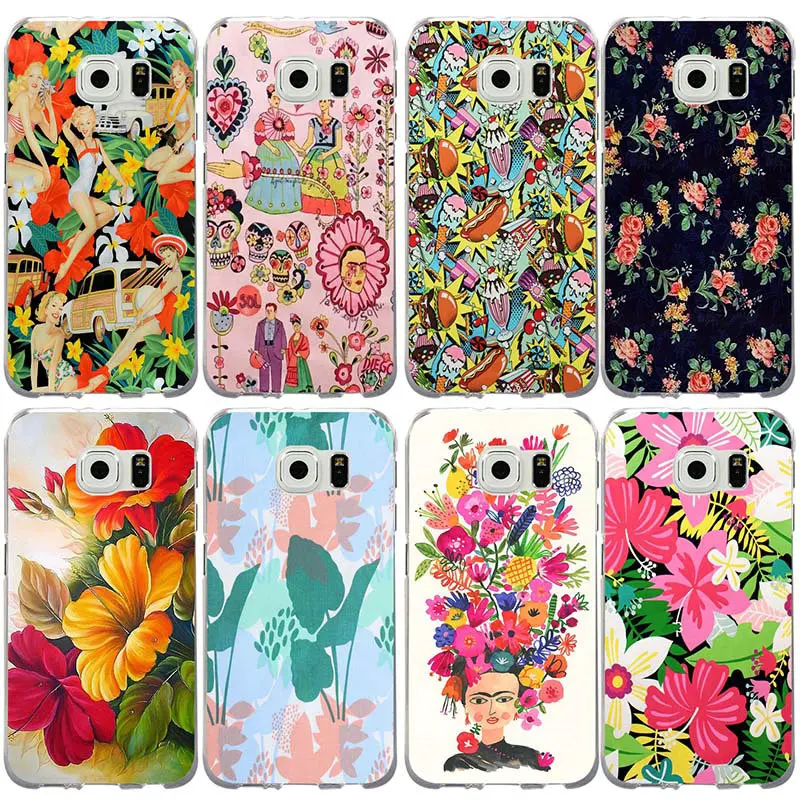 

Soft TPU Cases for Samsung Galaxy S2 S3 S4 S5 Mini S6 S7 S8 S9 S10 Edge Plus Lite Note 8 9 Aloha Girls Fabric Frida Flower Art