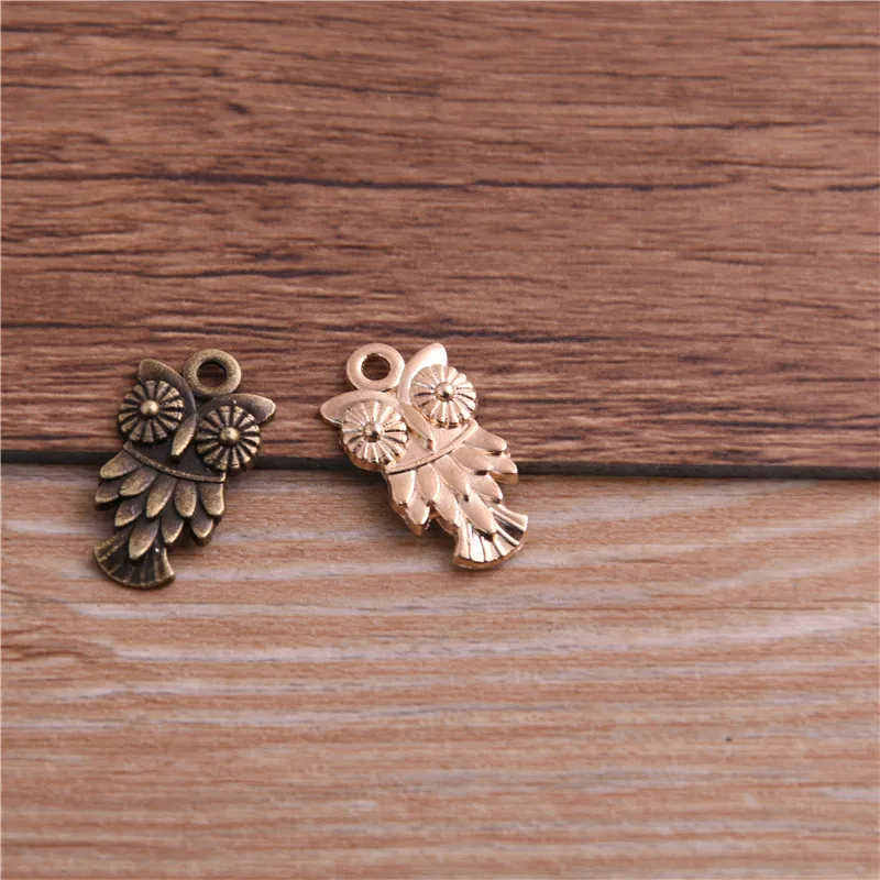 PULCHRITUDE 30PCS 11*20mm Animal Charm Owl Pendant Three Color DIY Retro Jewelry Bracelet Necklace Charms Pendant P6540