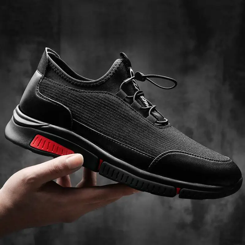 

2019 New Breathable Men Men Casual Shoes Sneakers Fashion Men Shoes black red Spring and autumn shoes Men Flats Casual VV-35