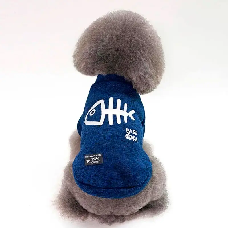 Pet Hoodie Clothes Cute Soft Blend Cotton Dog Puppy Jumper Clothing Lovely Fish Bone Coat Jacket Winter Autumn Pets Supplies New