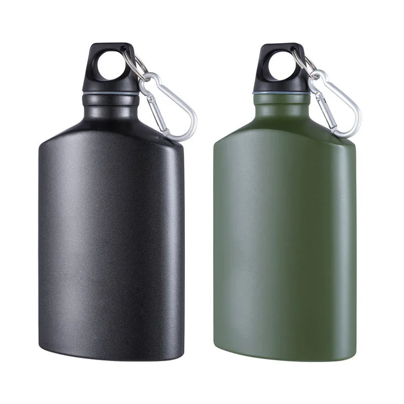 

FEIJIAN Sports Water Bottle Lightweight Aluminum Flask Leak-proof Military Canteen Oval Kettle 500ml 17oz