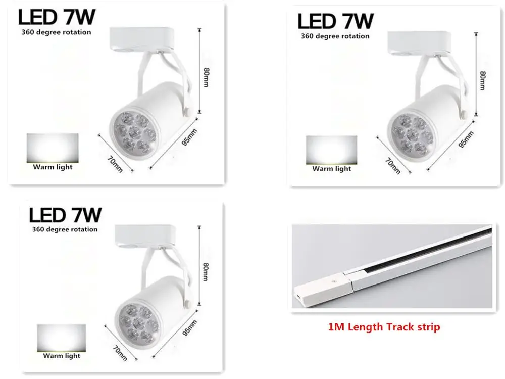 LED 7W White light 3 шт. магазин одежды Светодиодный трековая COB лампа прожектор фоновая стена выставочный зал атмосферная лампа скользящая трубка лампа с полоской дорожки - Испускаемый цвет: LED 7W White light