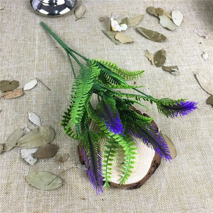 Пластиковая мацутакэ трава маленькая папоротник листья Цветочная композиция Искусственные цветы Домашнее свадебное украшение искусственные растения - Цвет: E
