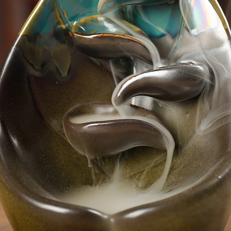 Backflow Incense Burner Ceramic Aromatherapy Furnace Lotus Smell Aromatic Home Office Incense Crafts Incense Holder