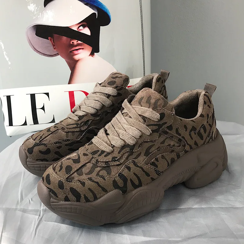 Leopard Female Flat Platform Shoes INS Hot Cow Suede Women Sneakers Lace Up Plush Women Sports Creeper Korean Lady Harajuku Shoe (12)