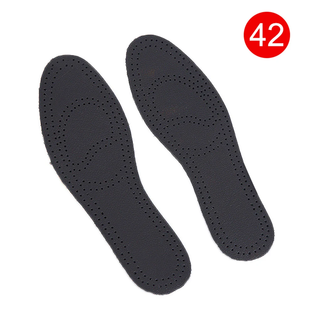42 black 1 пара массажных стелек унисекс, кожаная стелька из латекса, поддержка стопы, дышащая обувь, подушка, zapatos de mujer - Цвет: 42 black