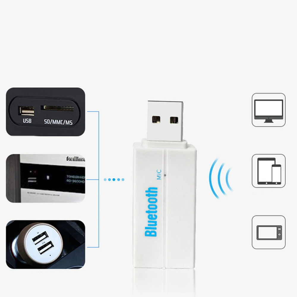 Bluetooth 4,1 соединение через usb и беспроводное, через Bluetooth приемник 3,5 мм аудио адаптер, разъём AUX TF кардридер Hands-free микрофон вызов