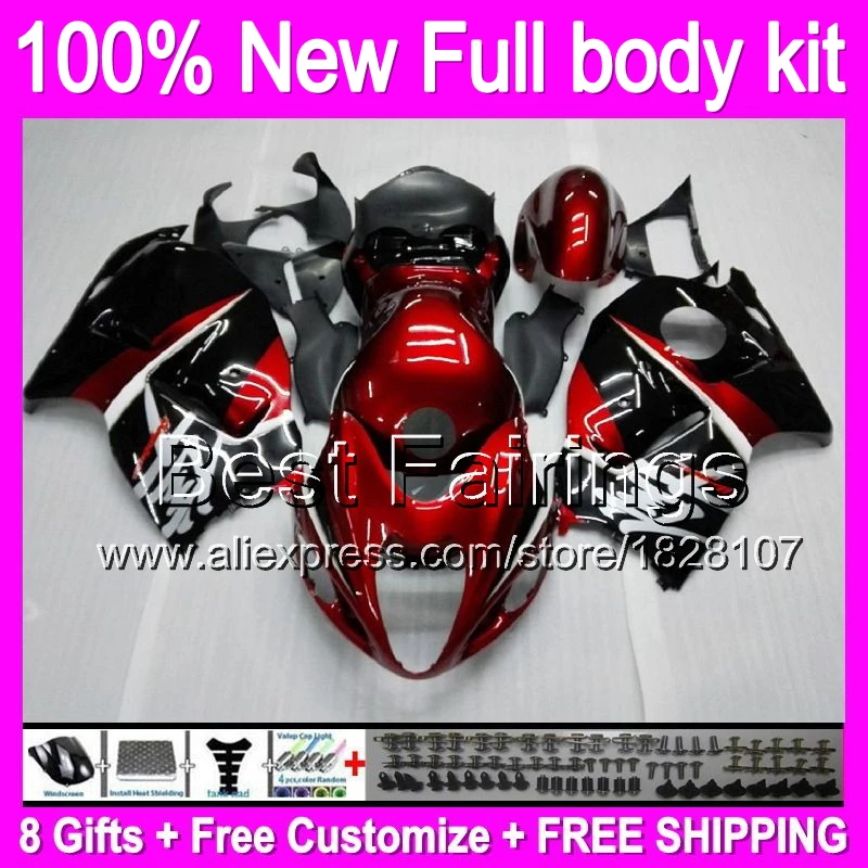 Обтекатель для SUZUKI Hayabusa GSXR1300 96 97 98 99 00 01 15B7 темно-красный blk GSXR 1300 GSX R1300 GSXR-1300 02 03 04 05 06 07+ наклейка