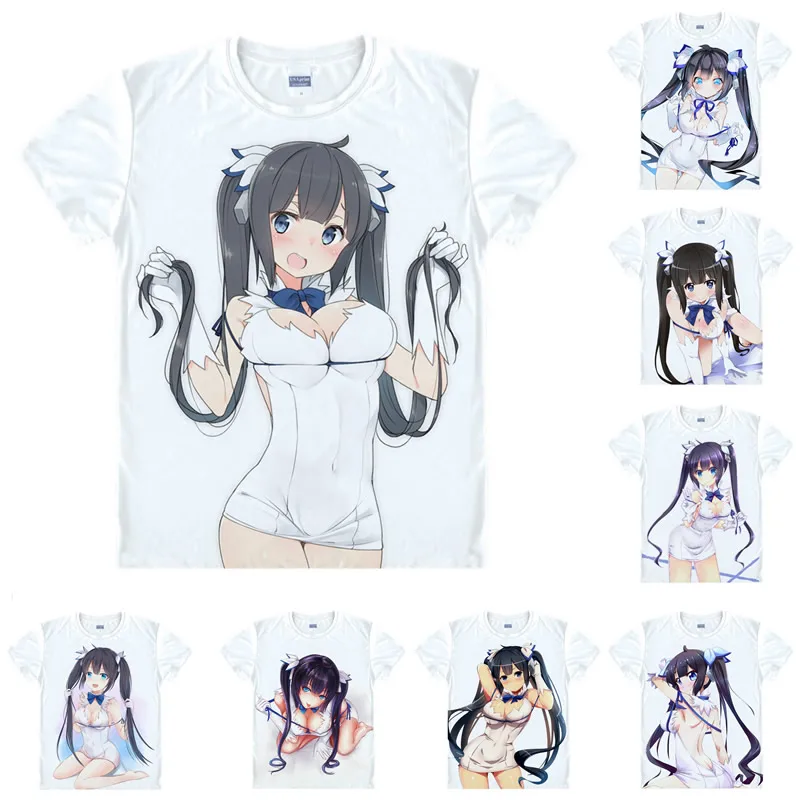 

Coolprint Anime Shirt DanMachi Familia Myth T-Shirts Multi-style Short Sleeve Loli Boob Goddess Hestia Cosplay Motivs Shirts