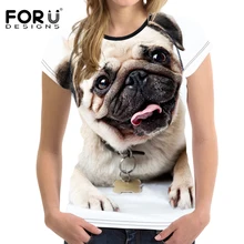 Forudesigns Футболки для Для женщин Фитнес Спорт Рубашки для мальчиков милый Французский бульдог печать открытый гибкий тонкий Топы корректирующие Feamle Спортивная